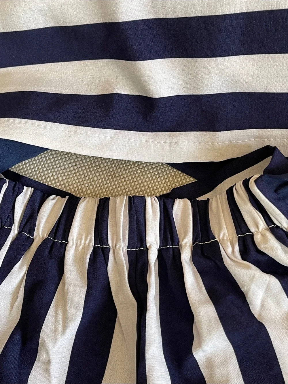 Wide pants Navy and White Striped Two-Piece Set coastal summer resort